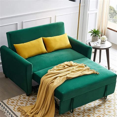 Sleeper Sofa Couch Compact Soft Velvet Sofa Bed Pull Out Sleeper Sofa 2