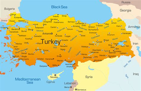 Turkey Map Guide Of The World