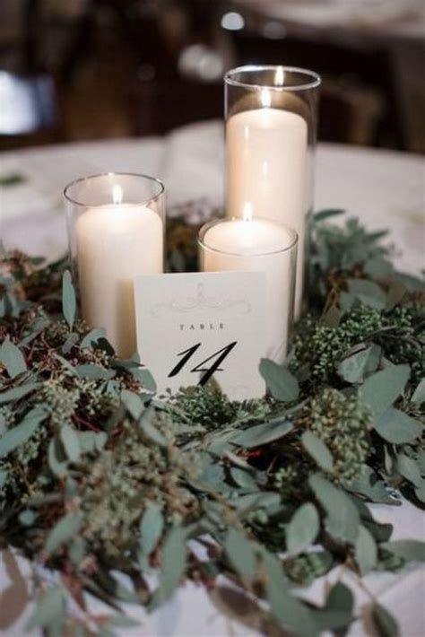 Greenery And Candles Centerpieces Roses And Rings Weddings Fashion