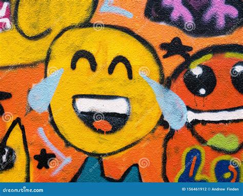 Laughing Smiley Face Emoji Graffiti Editorial Image