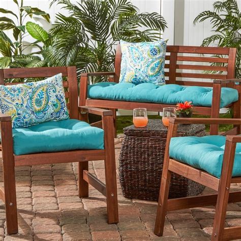 Greendale Home Fashions 20 In X 20 In 2 Piece Teal Patio Chair Cushion