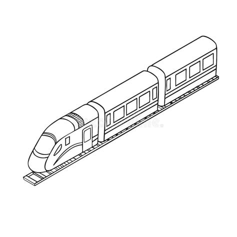 High Speed Train On Rails Line Vector Stock Vector Illustration Of