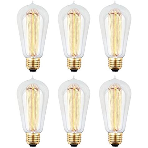 6pcs Edison Bulbs 60 Watt Dimmable Vintage Incandescent Light E26