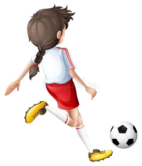 A Girl Kicking A Soccer Ball Stock Vector Illustration Of Drawing
