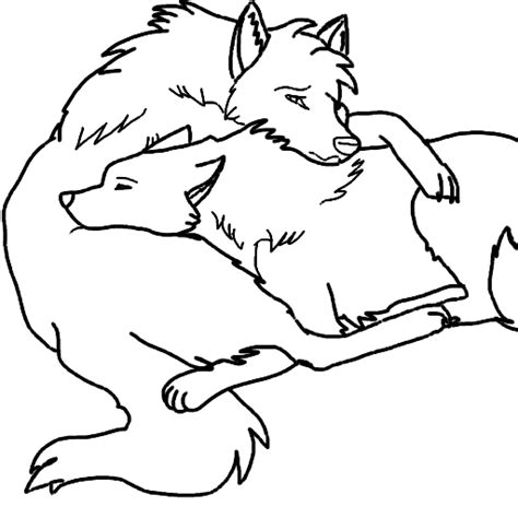 Cuddling Wolf Couple Lineart Free Wolf Lineart By Edeneue On