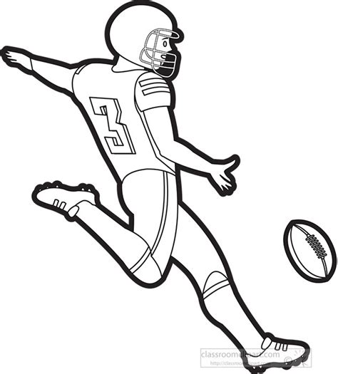 Sports Black And White Outline Clipart American Football Player
