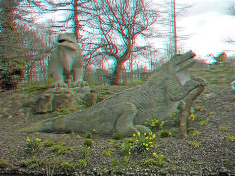 Dinosaurs Crystal Palace Park In Anaglyph 3d Stereo Red Cyan Glasses To