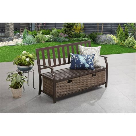 Better Homes And Gardens Camrose Farmhouse Outdoor Bench With Wicker