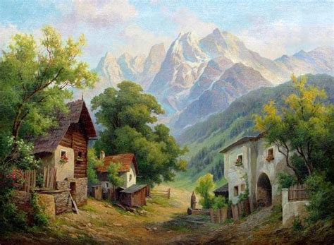 Австрийский художник Karl Flieher 1881 1958 Живопись Landscape
