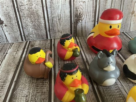 Assorted Lot Of 13 Rubber Ducks Nativity Farm Animals Santa Mixture Ebay
