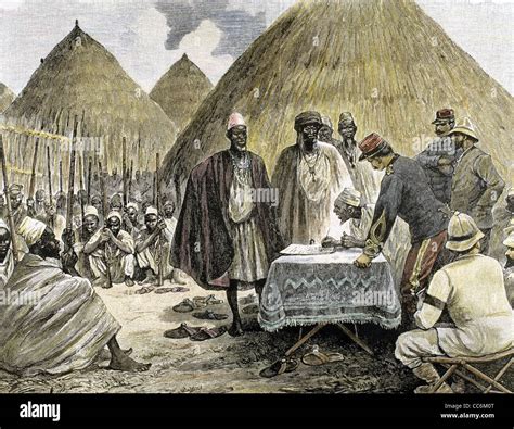 history of africa french colonialism 19th century signing a treaty with the chief of the