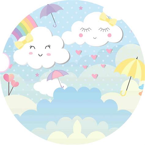 Please remember to share it with your friends if you like. Painel de Festa Redondo em Tecido Sublimado Linda Chuva de ...