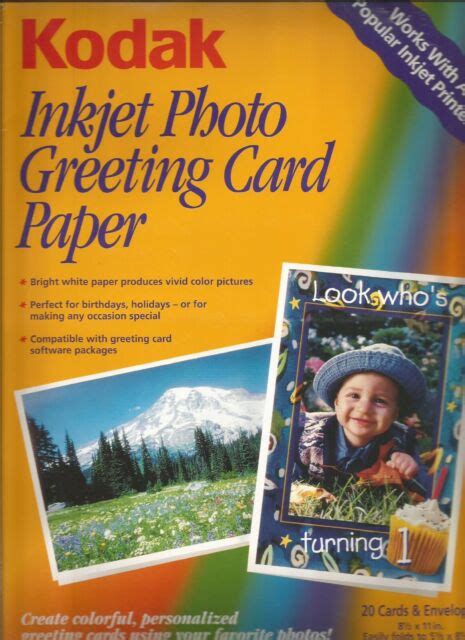 Kodak 85 X 11 Inkjet Photo Greeting Card Paper 20 Card Envelops Ebay