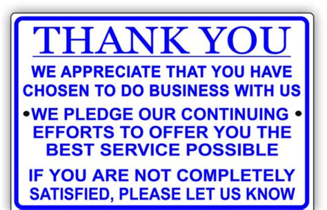 Thank You Customer Business Appreciation Sign 877 438 7761