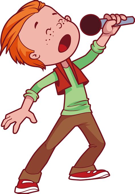 Microphone Singing Cartoon Child Little Boy Singing Vector Png