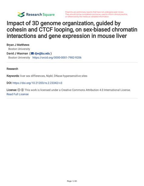Pdf Impact Of 3d Genome Organization Guided By Cohesin And Ctcf