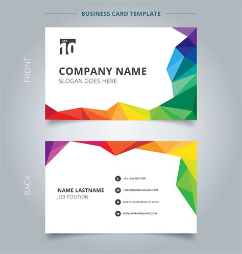 Business Name Card Template Design Abstract Colorful Low Polygon Style