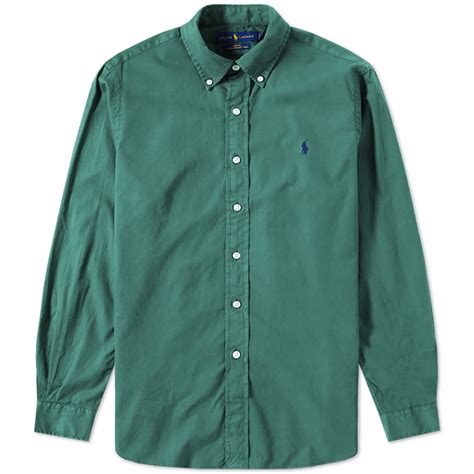 Polo Ralph Lauren Garment Dyed Button Down Twill Shirt Washed Forest