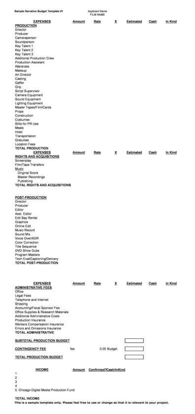 33 Free Film Budget Templates Excel Word Templatelab