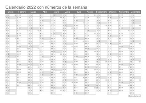 Calendario 2022 Para Imprimir Pdf Y Excel