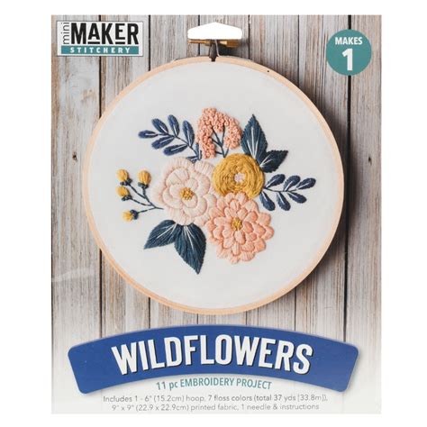 Leisure Arts Kit Mini Maker Embr 6 Wildflowers