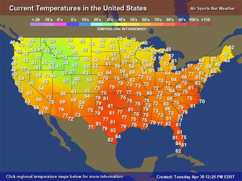 Temperature Map For The United States