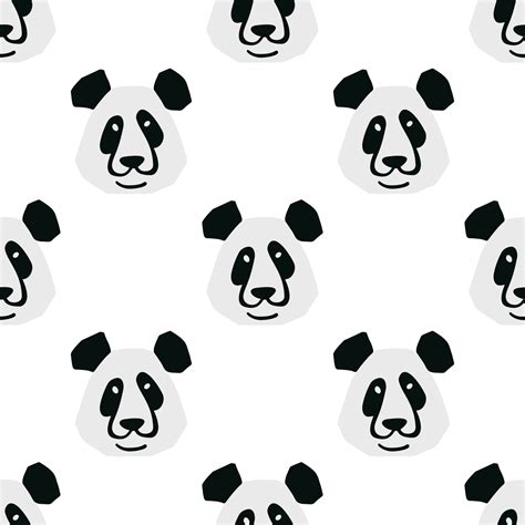 Seamless Pattern With Panda Bear Head Illustration In Minimalist Style