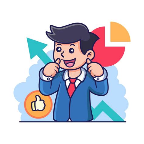 Confident Businessman Cartoon With Cute Pose Vector Icon Illustration
