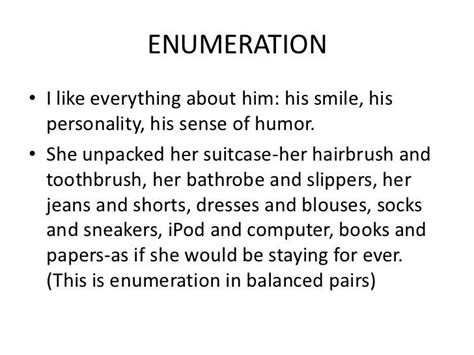Enumeration Example Literary Devices Brushing Teeth Senses