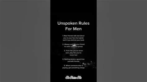 Unspoken Rules For Men Youtube