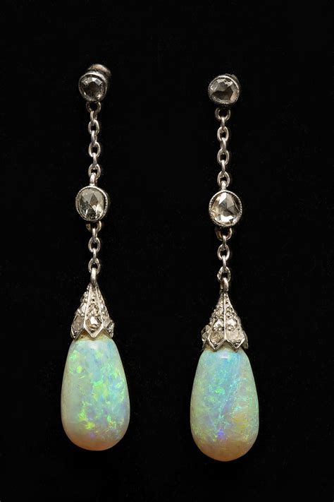 Vintage Opal Earrings From Northern Nevada Coin Art Deco Jewelry Opal