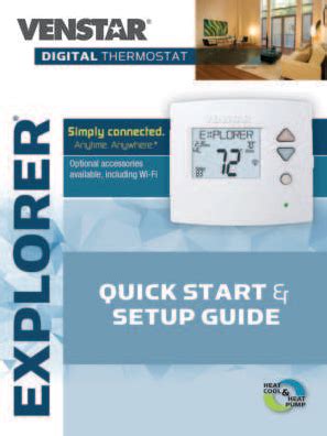 Venstar Explorer Thermostat Installation Guide And Manual Quick Start