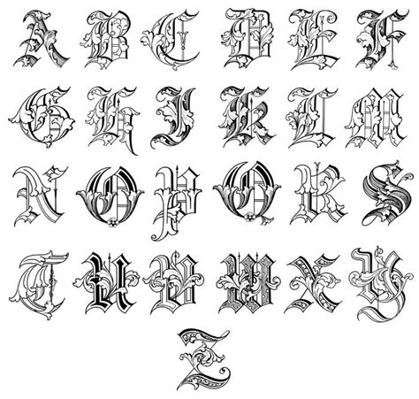 Old English Alphabet A Z Faux Real Alphabet Buchstaben Buchstaben