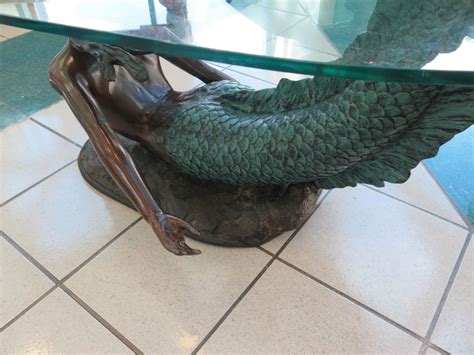 Bronze Mermaid Coffee Table W Glass Top 25w 50 Long