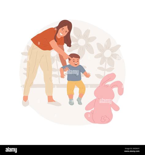 First Steps Isolated Cartoon Vector Illustration Child Making First