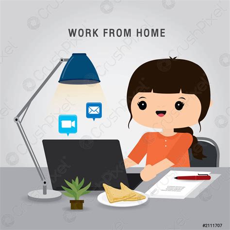 Work From Home People At Home In Quarantine Character Cartoon Stock Vector 2111707 Crushpixel