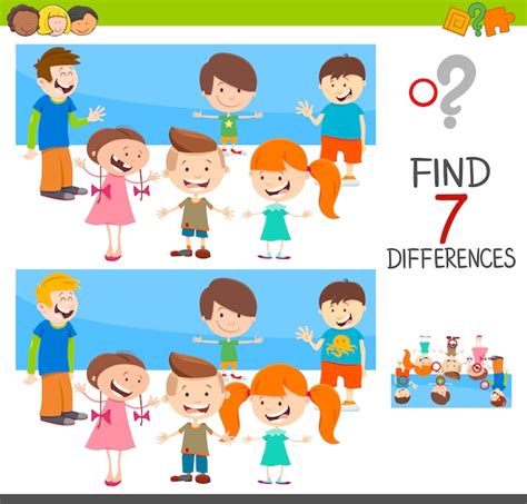 Premium Vector Differences Game With Children Characters