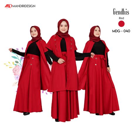 Baju Gamis Dewasa Gendhis Red Mdg 040 Mitra Mandiri Design