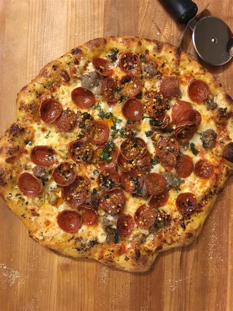 [homemade] Pepperoni Mushroom And Sausage Pizza R Food