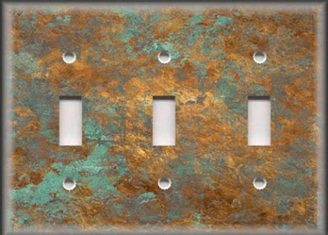 Metal Light Switch Plate Cover Image Of Aged Copper Patina Etsy