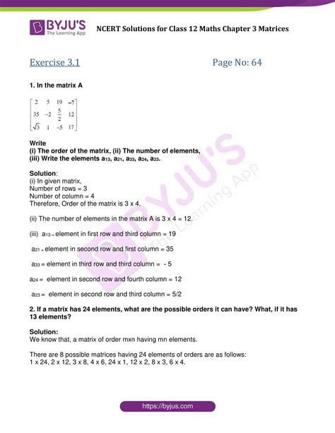 Ncert Solutions For Class 12 Maths Exercise 31 Chapter 3 Matrices