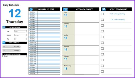 Daily Planner Template Excel