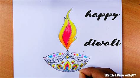Diwali Diya Drawing How To Draw Beautiful Diya Easily For Kids Youtube
