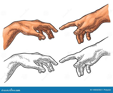 Male Finger Pointing Touch God Hand The Creation Of Adam Stock Vector Illustration Of Fresco