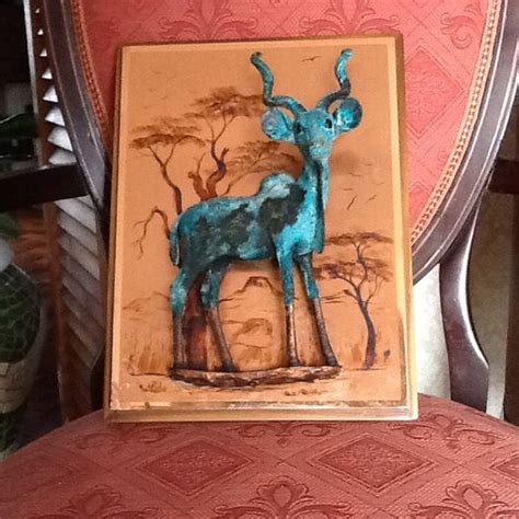 3d Pure Copper Signed Gastone Kudu Copper Wall Art Plaque On Wood Base