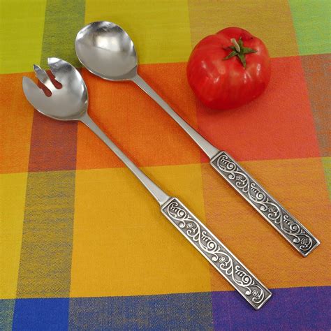 Japan Mcm Scroll Stainless Salad Server Set 13 Olde Kitchen And Home