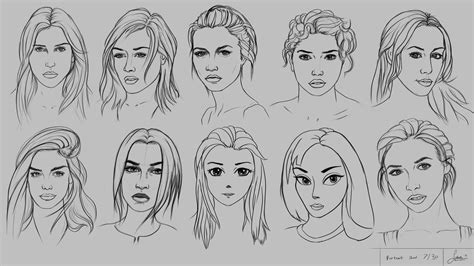 Drawing 10 Portraits Using 10 Different Methods And Styles Sheet 730