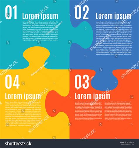 Simple Flat Infographic Jigsaw Puzzle Pieces Stock Vector 365244146