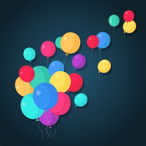 Bando De Balão De Hélio Voando Com Bolas De Ar Feliz Aniversário