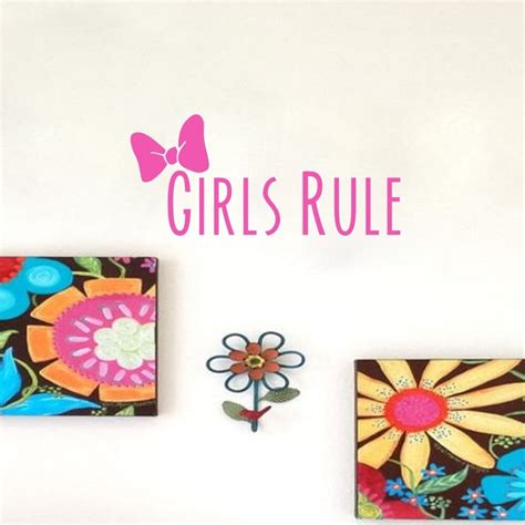 Girls Rule Bowknot Wall Decal Wall Art Stickers Removable Nursery Girls